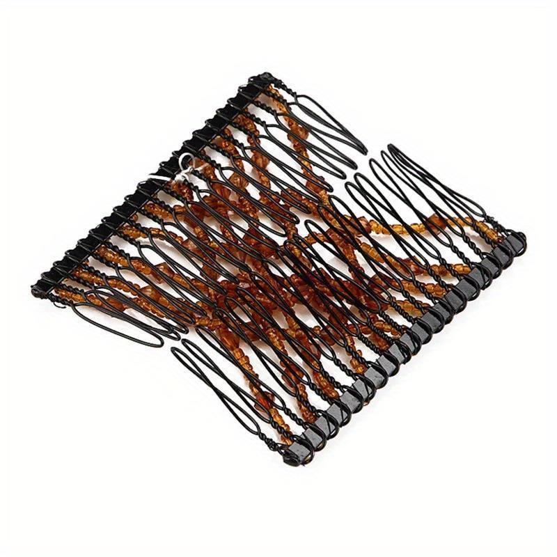 Kreativer vielseitiger magischer Haarkamm - 1 Stück Doppellagen-Haarspange, elastisch, modisch - Marmorkopf, Kristallperle