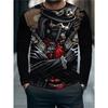 Men's Casual Daily Long-sleeved T-shirt, with Fashionable Printed Design, a Comfortable and Casual Top That Can Be Machine Washed
