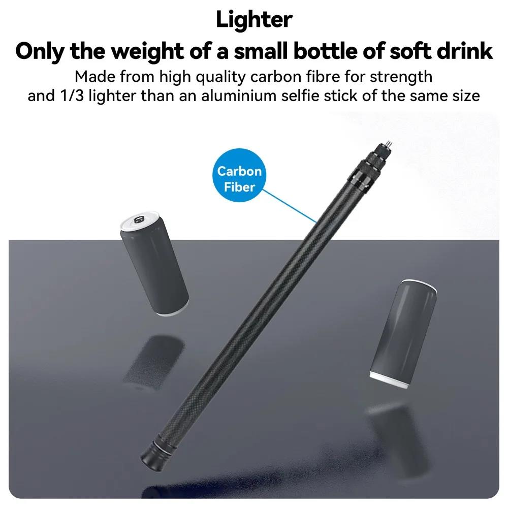 VIKEFON 3M Carbon Fiber Selfie Stick Aluminum Alloy Selfie Stick for Insta360 X3/ONE X2 / RS for GoPro Hero 11 10 9 8 DJI Action 7