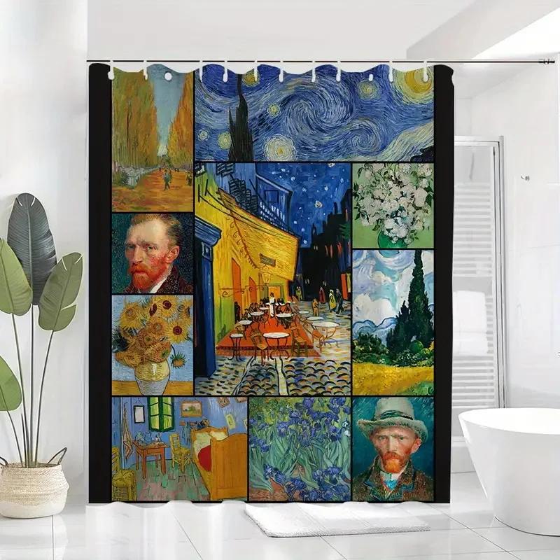 Vincent Van Gogh'S Starry Shower Curtain Can Be Hand-Washed In Waterproof Polyester Fabric Art Design Bathroom Shower Curtain