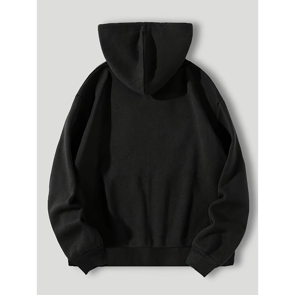 Men's Casual Gothic Printed Zipper Hooded Warm Sportswear Suitable for Autumn and Winter