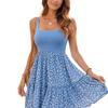 Elegant French-Style Flower Vest Dress Square Neck Solid Color Summer Dress Patchwork Design Beach Wear Floral Print Skirt Beach