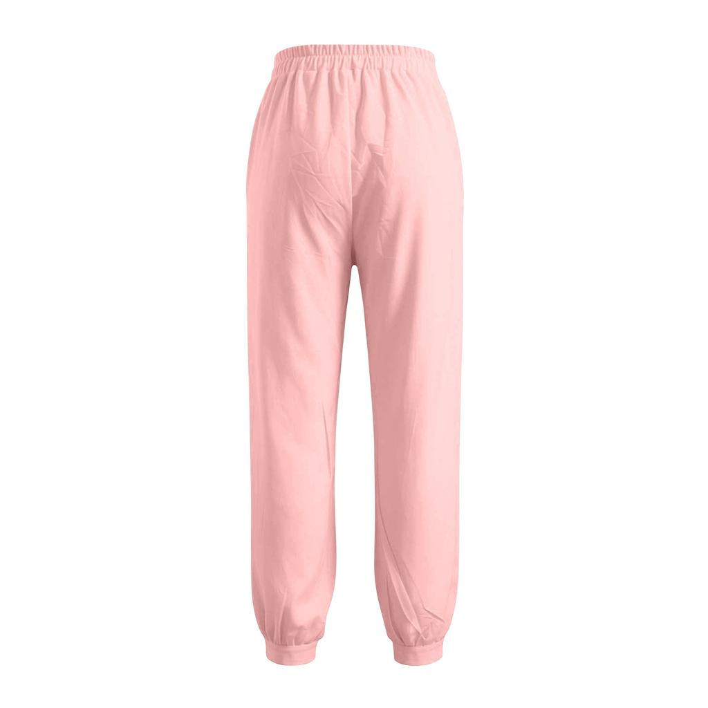 Women's Fashionable Color High Waisted Pocket Cotton Linen Daily Casual Pants