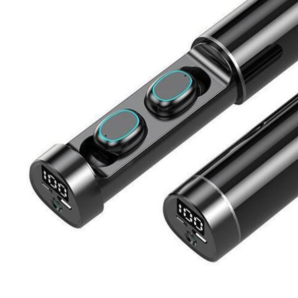 Mini Bluetooth Earbuds Touch Control LED Display Waterproof Wireless Sports Bluetooth Earbuds for Gym Outdoor Black