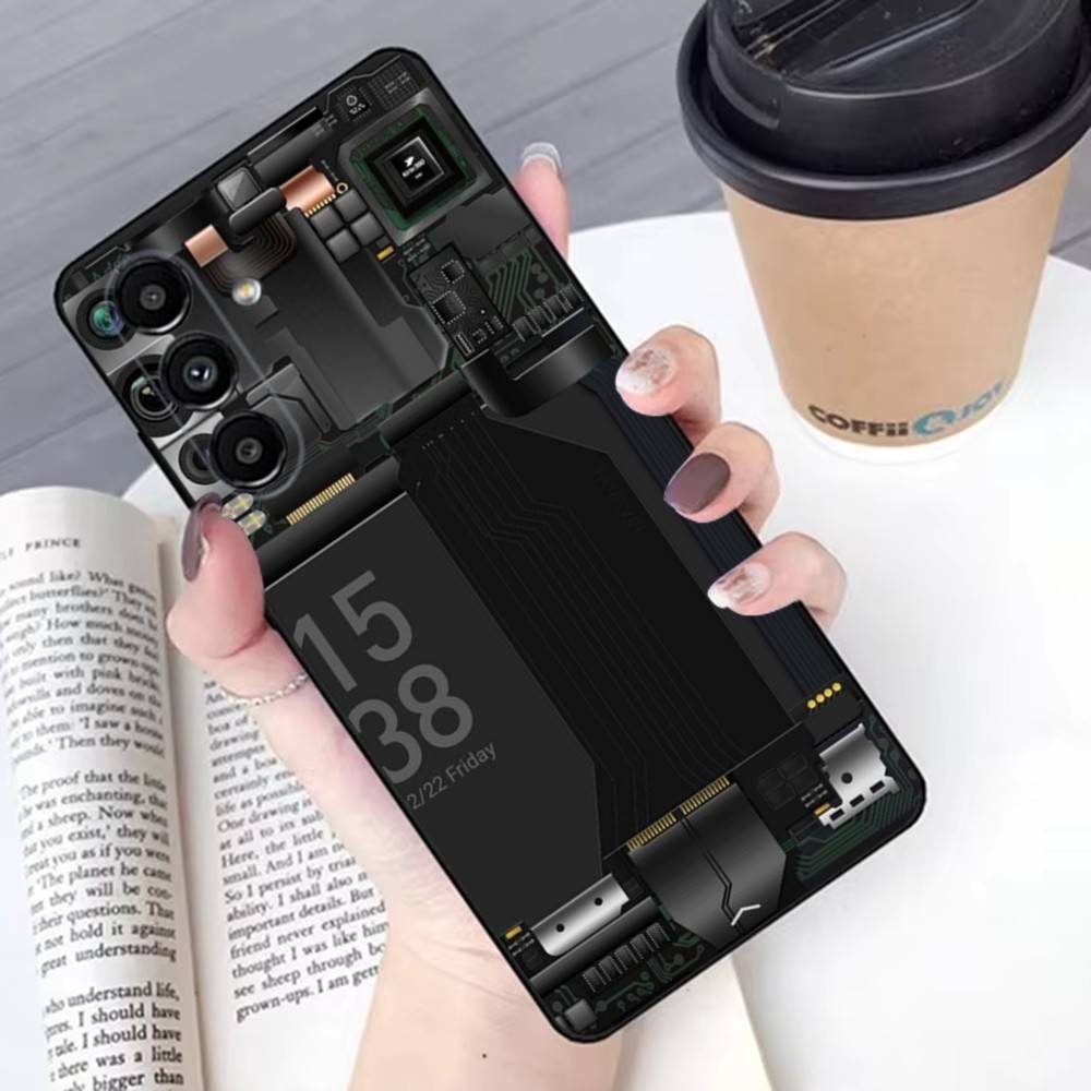 

Electric Board Circuit Internal Phone Case For Samsung S 25,24,23,22,30,21,10,9,Ultra,Plus,Lite,FE,4G,5G Black Soft Case Samsung S24