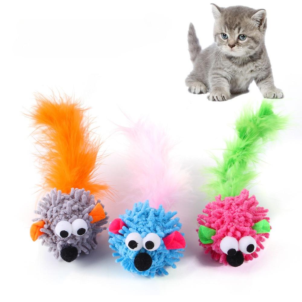 3pcs/2pcs Random Color Long Tail Mouse Cat Toy Plush Kitten Interactive Pet Toy