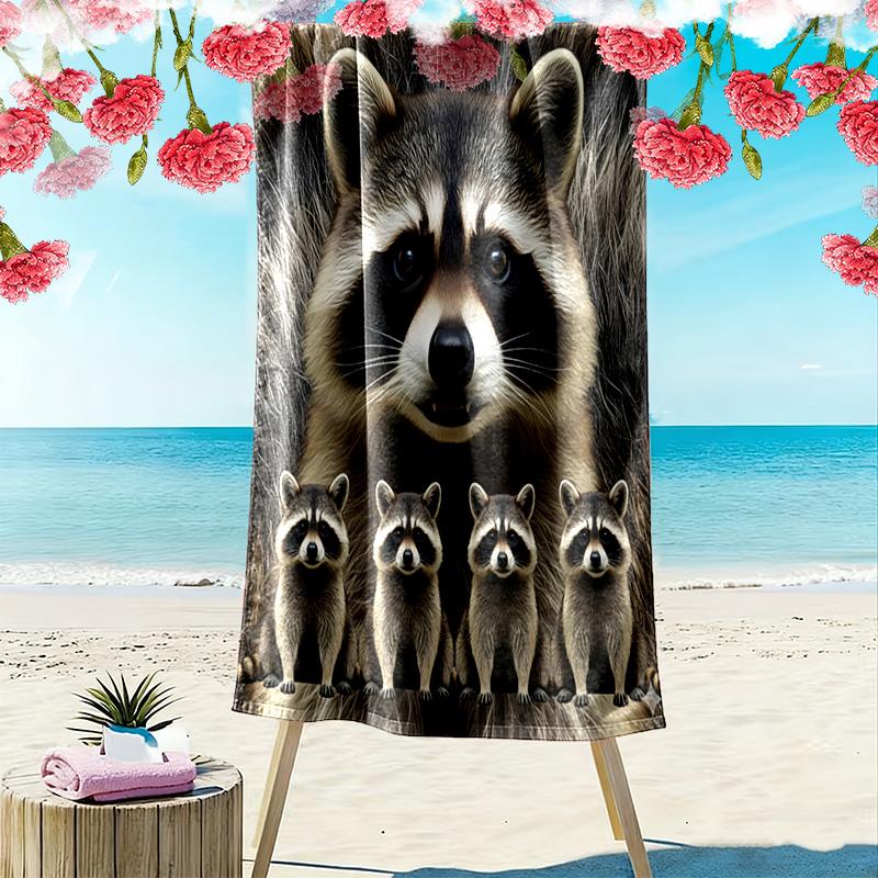 Waschbär und Faultier Druck Strandtuch, Großes Weiches Schnelltrocknendes Handtuch für Strand Camping Schwimmen