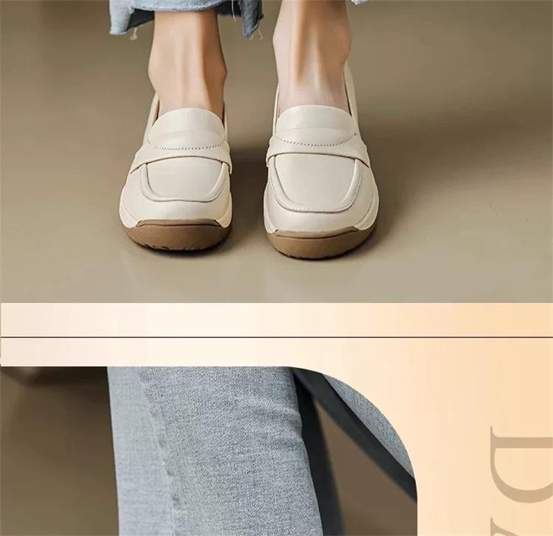 HO2026 Soft Soled Slope Follow Up Shoes for Women Thick Soled Soft Leather Comfortable Le Fu Shoes for Women Casual Shoes