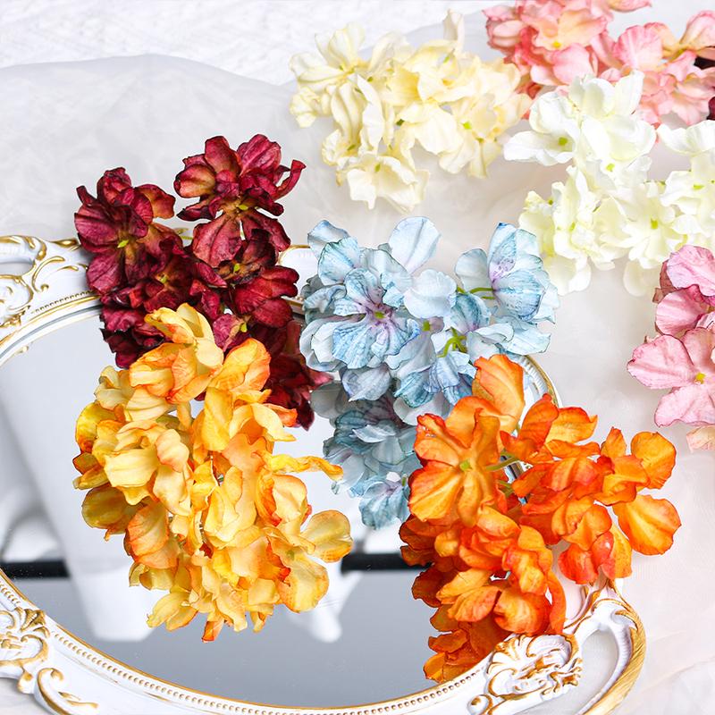 Künstliche Hortensienblüten mit verbrannten Rändern: Seide DIY Antiker Stil Hanfu Kopfschmuck Zubehör