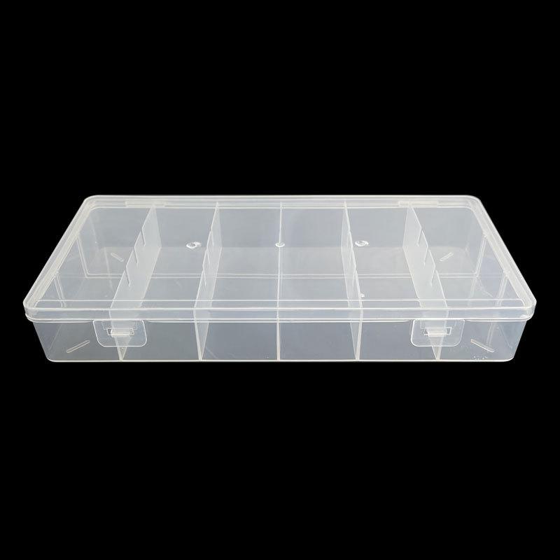 Factory Luya Box Fishing Tackle Box Double Buckle Transparent Six-Grid Bait Box Accessory Box Plastic Box 21*11*3cm