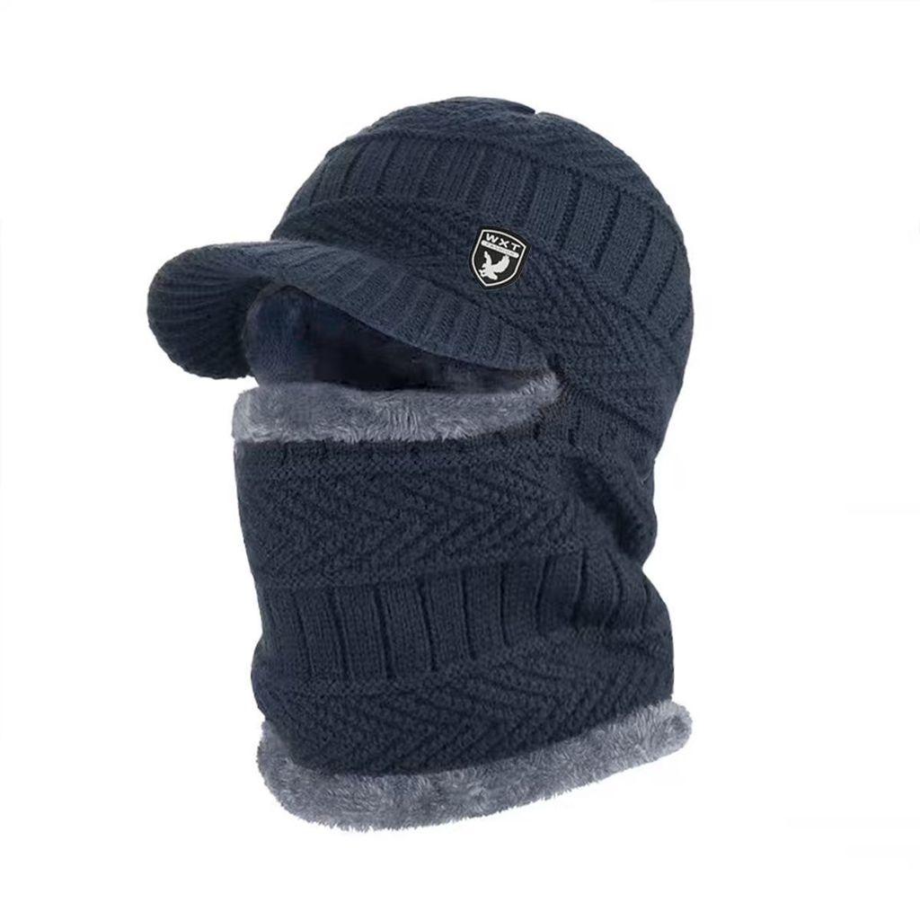 Winter Knit Cap Polyester Breathable Windproof Cozy For Casual Wear DarkBlue