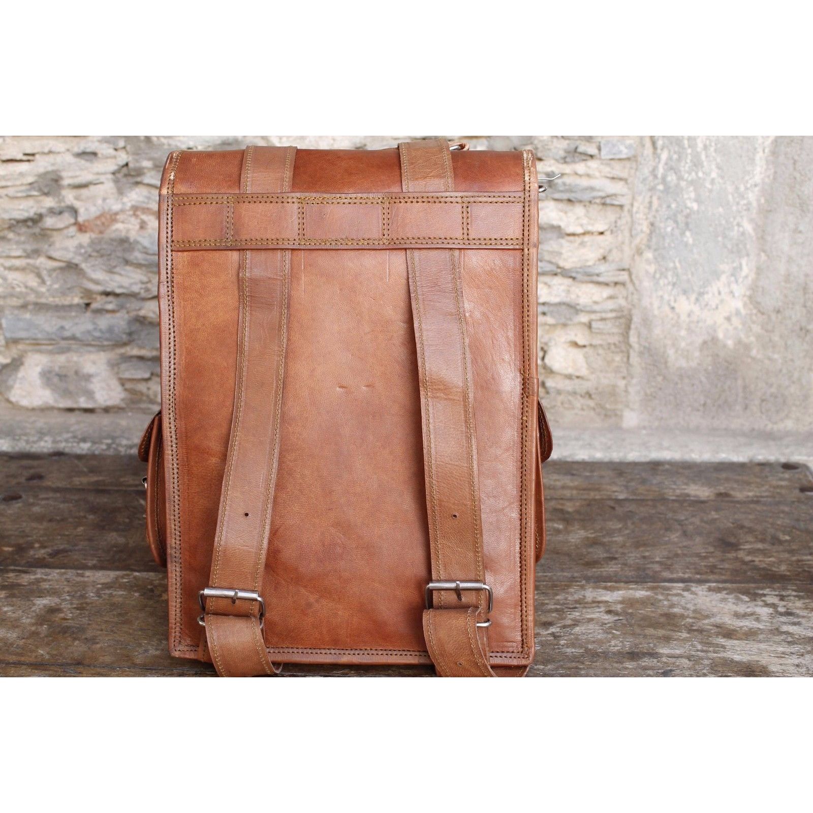 Винтажный рюкзак из козьей кожи мессенджер Настоящая сумка-портфель из натуральной кожи — фото 5