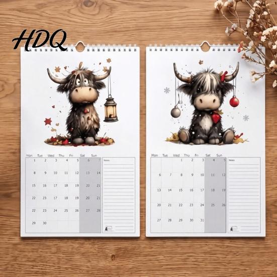Decorative Monthly Planner Highland Cow Wall Calendar 2027 Cute Hanging for Home Important Date Tracker Office Rustic Farmhouse Desk Decor,
