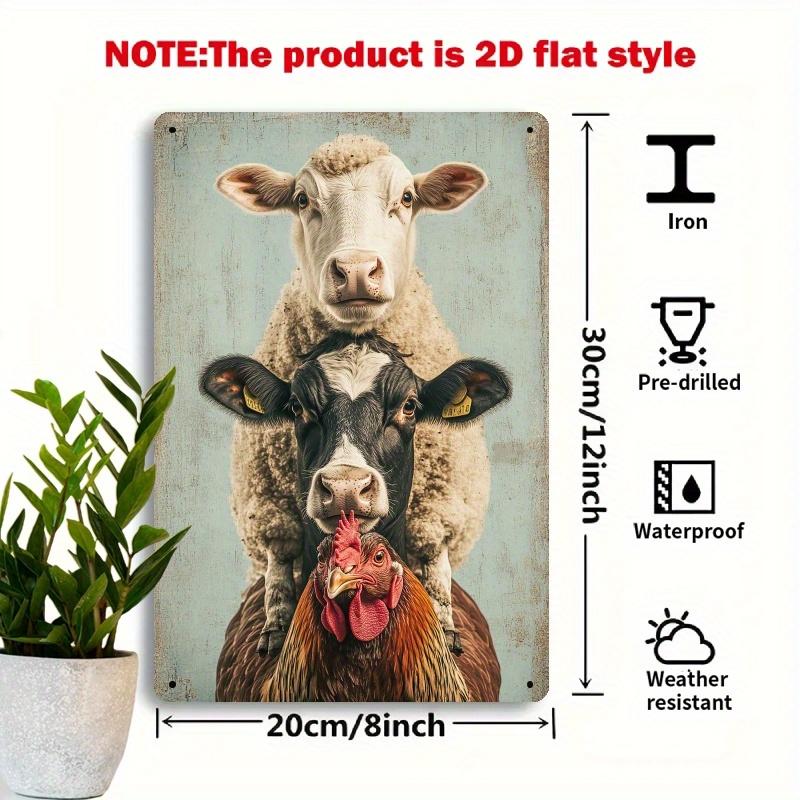 

Retro Farm Animal Metal Sign xcm Vintage Sheep Rooster Iron Plaque for Porch Yard Balcony Rustic Wall Art 20x30cm（7.8x11.8inch）
