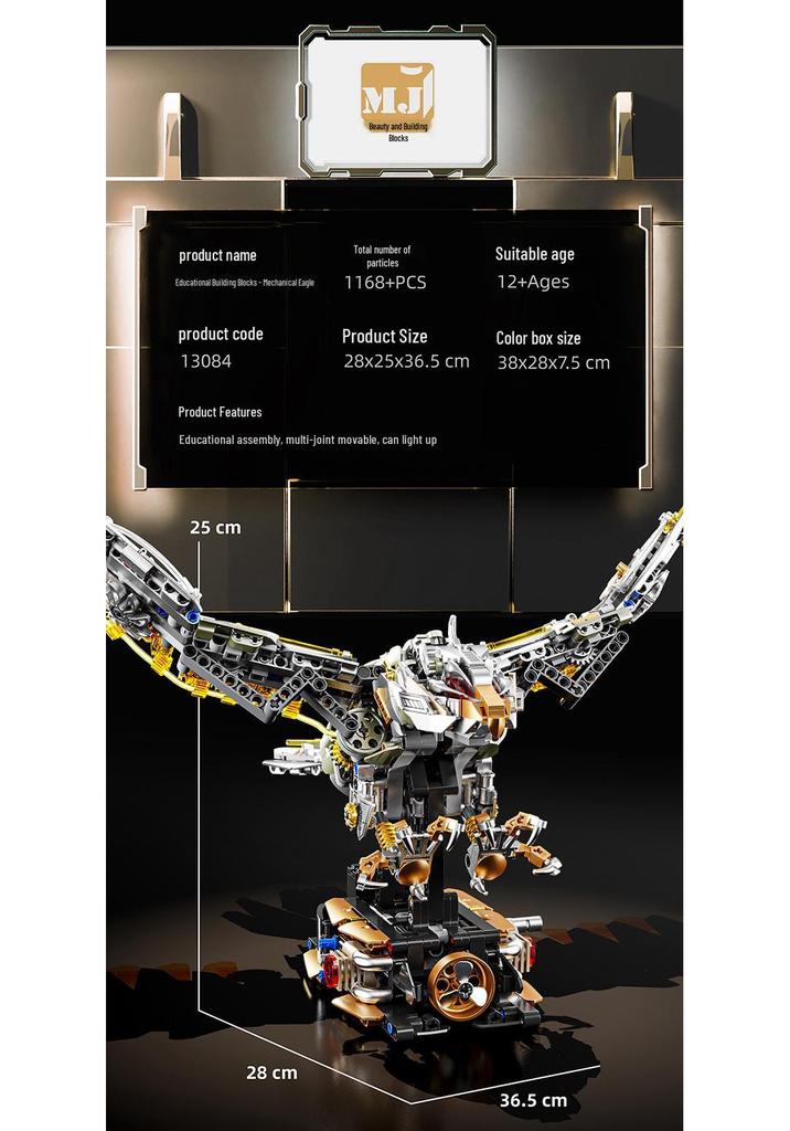 Creative Eagle Mechanical Building Blocks - Challenging Electric Light-Up Toy, Compatible with LEGO, Ideal Gift