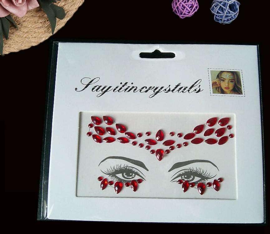Glitter Crystal Face Stickers For Party Festival, Mermaid/Mixed Style, Random Colors & Shapes
