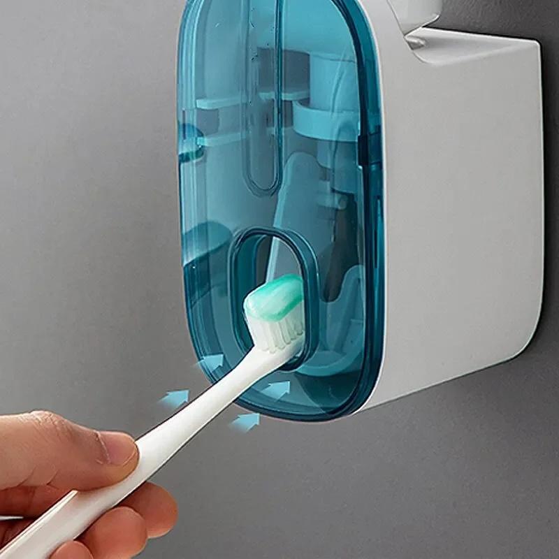 1 STK Automatisk tannkremdispenser Baderomstilbehør Veggfeste Lazy Toothpaste Squeezer Tannbørsteholder
