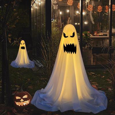 Adjustable Height LED Lighted Ghost Decorations For Halloween Outdoor Indoor Party Haunted House With Windproof Water Base