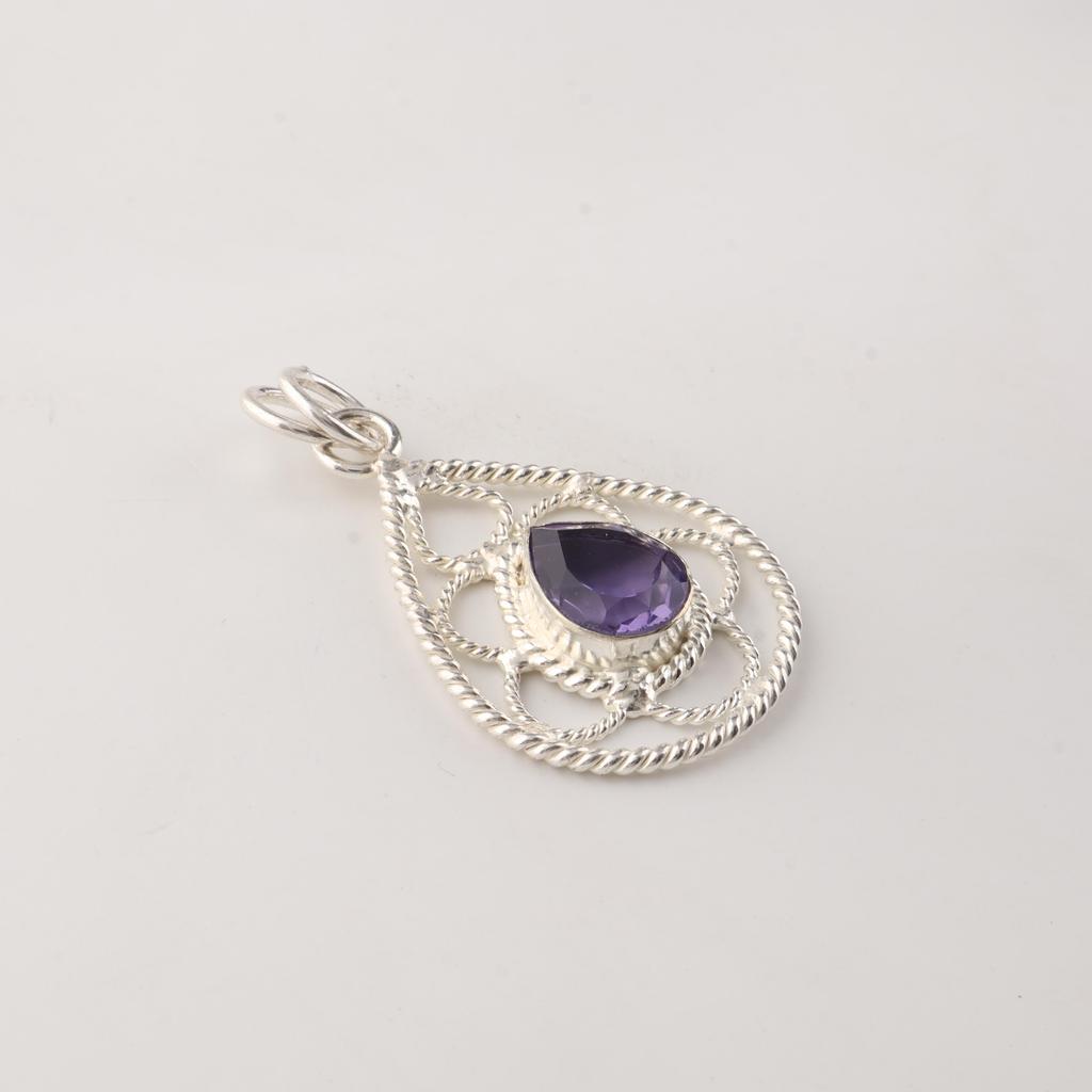 Iolite Gemstone 925 Sterling Silver Statement Designer Pendant 1.40" For Wedding PP-19-6