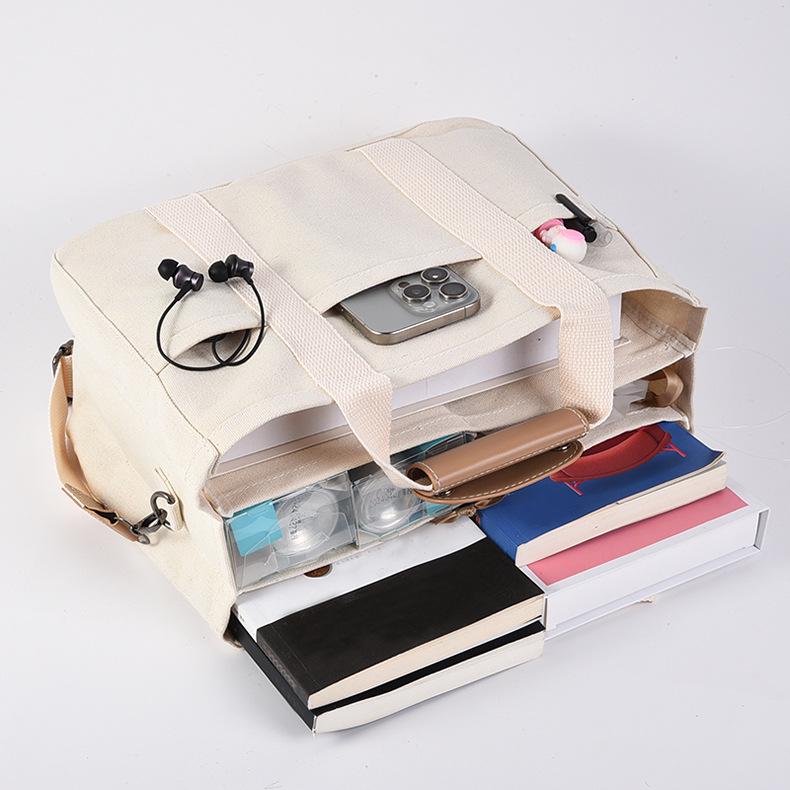Trendy Multi-Functional Canvas Mommy Bag - Fashionable Mother & Baby Shoulder Messenger