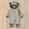 Boys and Girls Bear Long Sleeve Hooded Foot Wrapped Bodysuit Crawling Suit