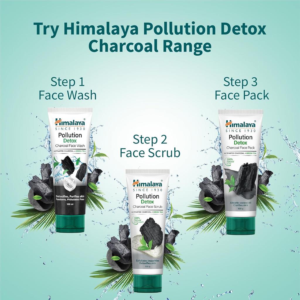 Himalaya Pollution Detox Charcoal Face Wash 50ml Single Pack for Clear Bright Refreshed Skin Daily Use