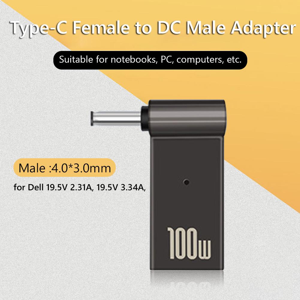 PD 100W PC Power Charger Supply Adapter Connector Female Type-C To DC Male Jack Plug Converter For Dell/HP/ASUS Laptops