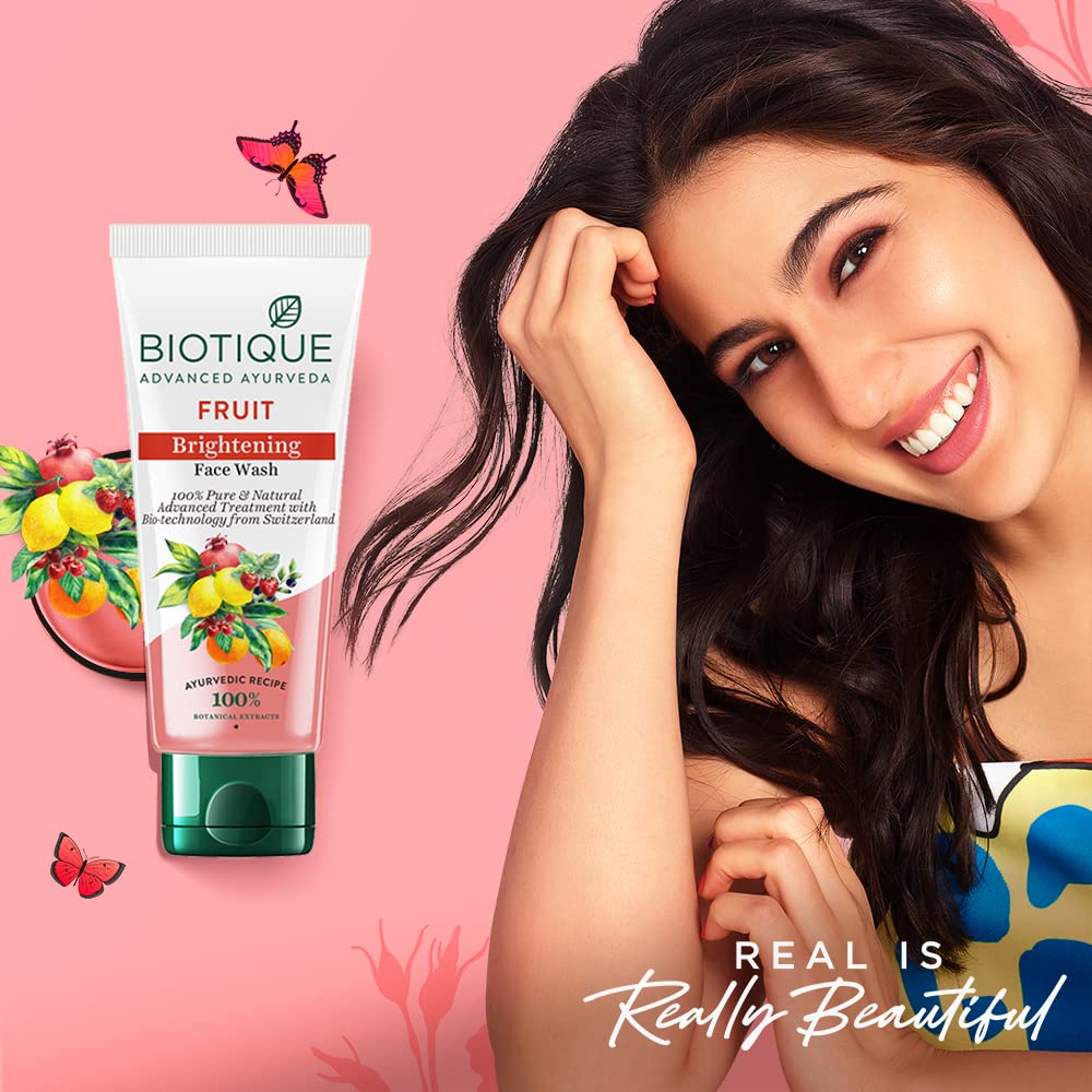 Biotique Fruit Brightening Face Wash 150ml With Chirounji Seed & Poppy Seed For Glowing Skin