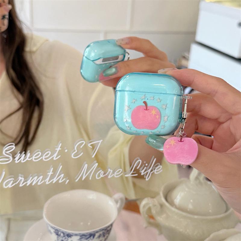 Japan and South Korea Through Blue Background Star Pink Apple AirPods 1 /pro1 Earphone Protective Case Two or Three Generations of New Models