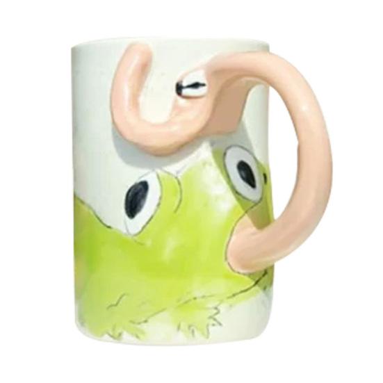3D Frog Tongue Mug Novelty Coffee Cup with Playful Tongue Handle Whimsical Animal-Themed Drinkware for Tea Cocoa