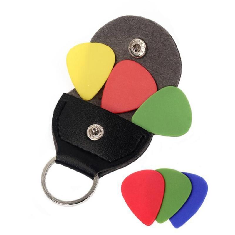Light Weight Guitar Pick Holder Portable Picks Storage Bag PU Leather Guitar Picks Storage Pouch Keychain Enduring