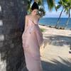 Pink French Backless Camisole Dress - Elegant Beach-Ready Evening Gown for Women