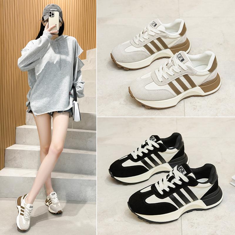 Internet Celebrity 2025 Spring New Little White Shoes Female Student Shoes Casual Dad Women's Shoes Versatile Platform Leather Training Shoes Women