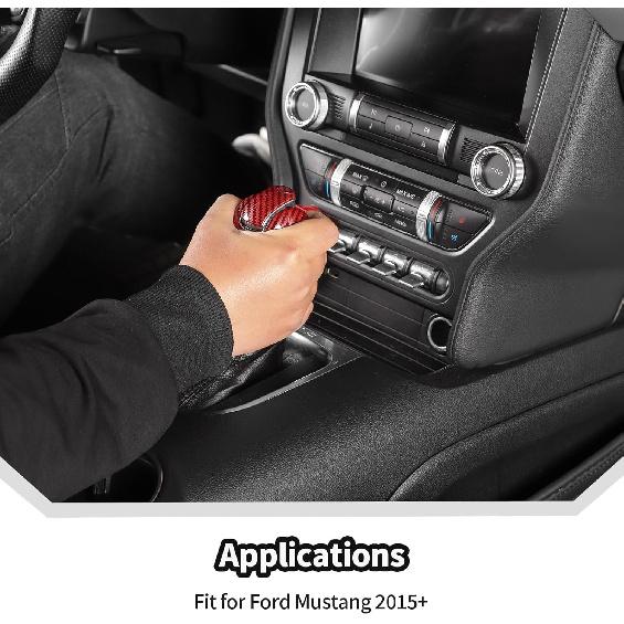 JeCar Red Carbon Fiber Gear Shift Knob Cover Trim for Ford Mustang 2015-2023 Interior Accessories