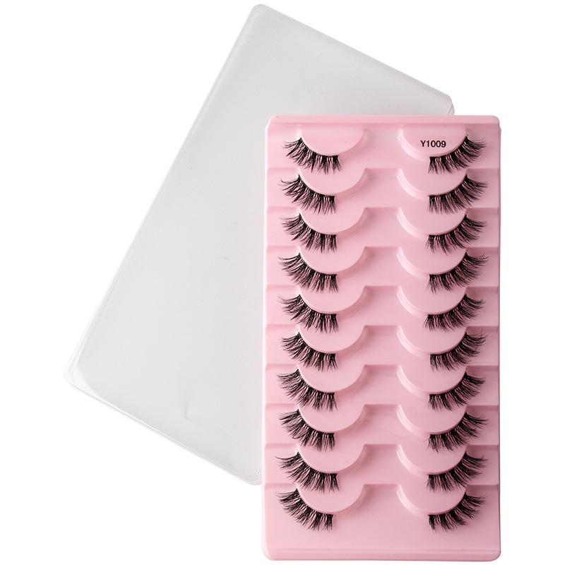 10-Pair Pack of Faux Mink Thick Half-Eye False Eyelashes