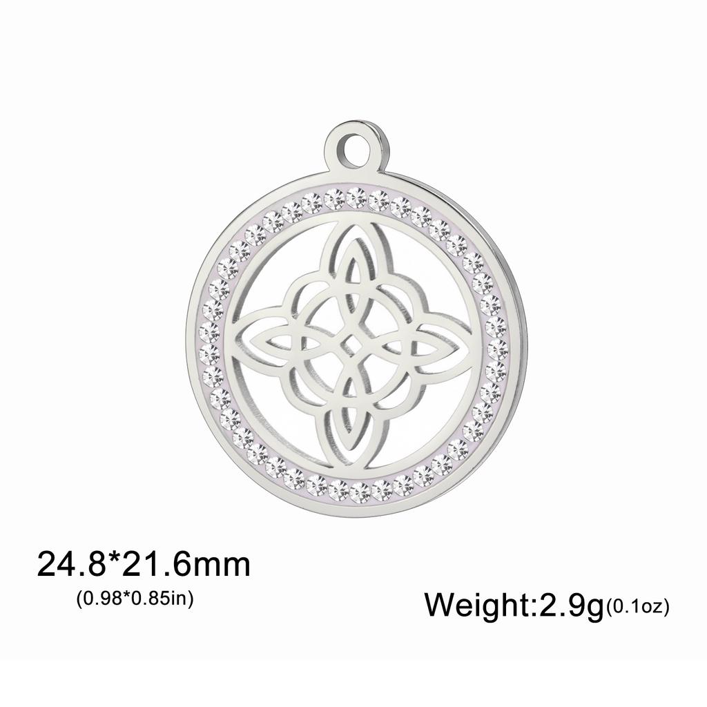 Teamer Irish Witch Knot Clear Zircon Round Pendant for Jewelry Making Necklace DIY Stainless Steel Celtics Knot Charm Wholesale