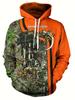 Men's Hoodie Deer Hunting 3D Print Autumn Casual Sweatshirts Vintage Pullover Polyester Tops Outdoor Comfortable Men's Clothing