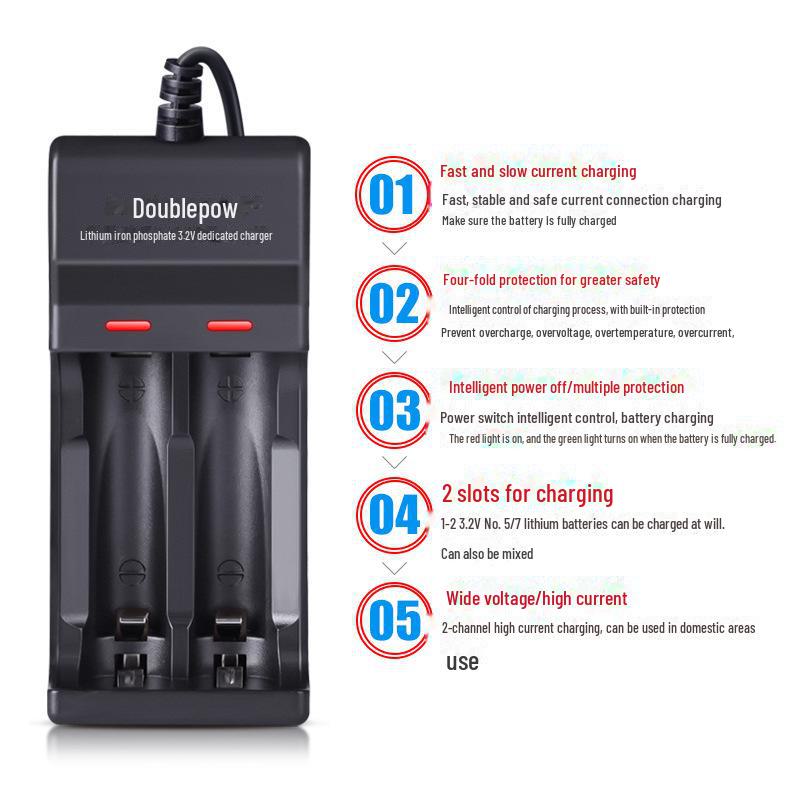 Dual Charger for 14500 & 10440 3.2V LiFePO4 Batteries