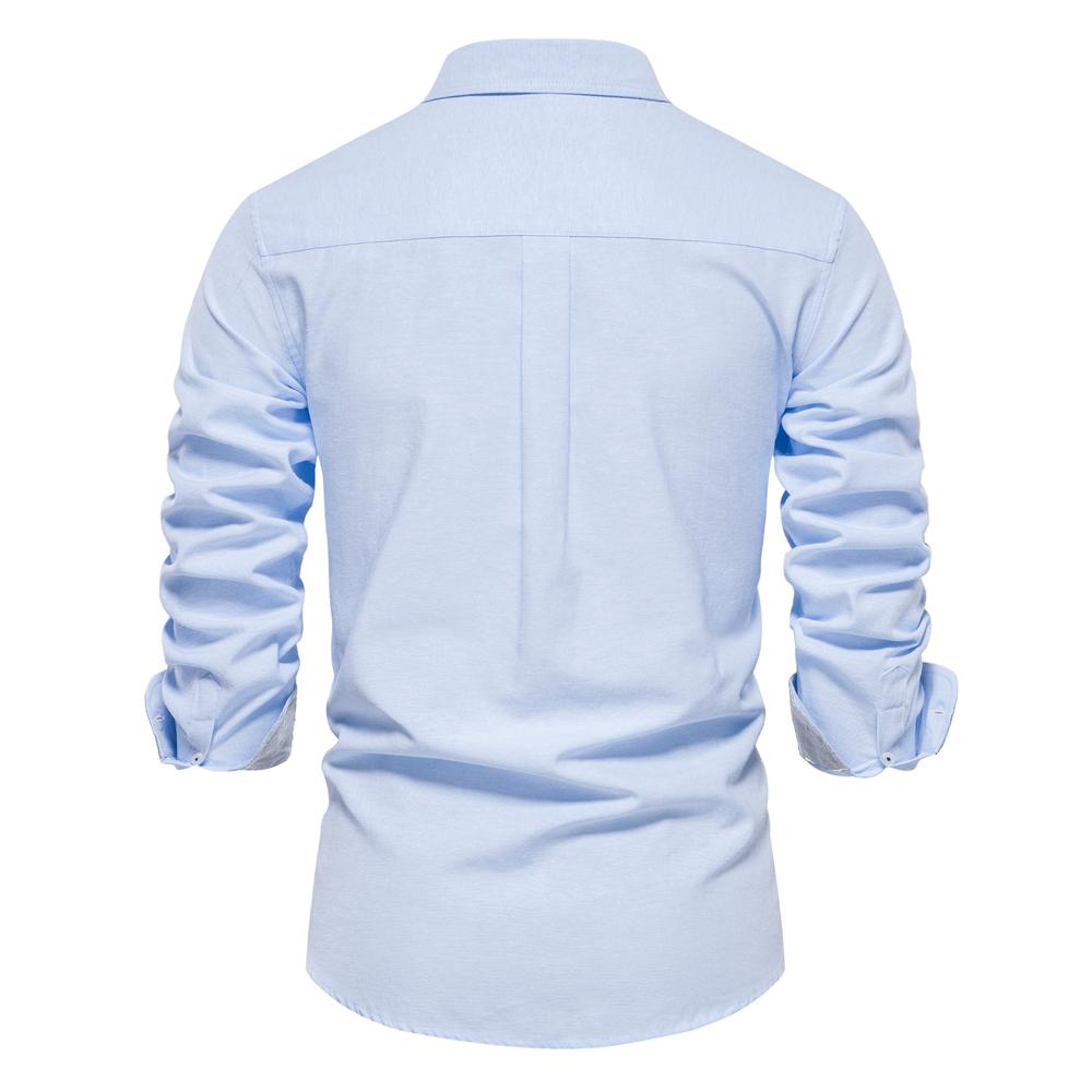 TrendHub New Autumn Cotton Men's Oxford Shirt Long Sleeve Button Down Social Business Casual Shirts for Men