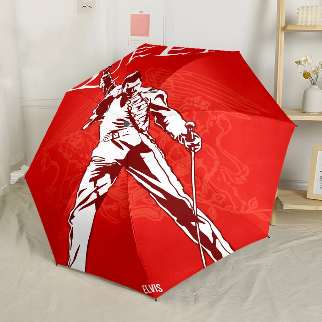 Elvis Presley Performance Outdoor Automatischer Regenschirm mit 8-Speichen Faltbarem Design Reiseutensil Modefans Geschenk für Festivals
