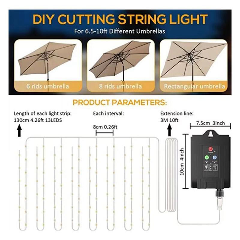 Good-Solar Umbrella Lights With Remote Control, Solar Powered Patio LED Umbrella Lamp With Clip For Garden, 8 Modes 104 LED