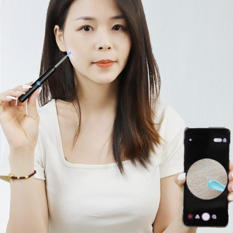 Smart Ear Camera with App Monitoring Wireless WiFi Ear Camera Otoscope with Light - HD Visual Ear Cleaning Kit