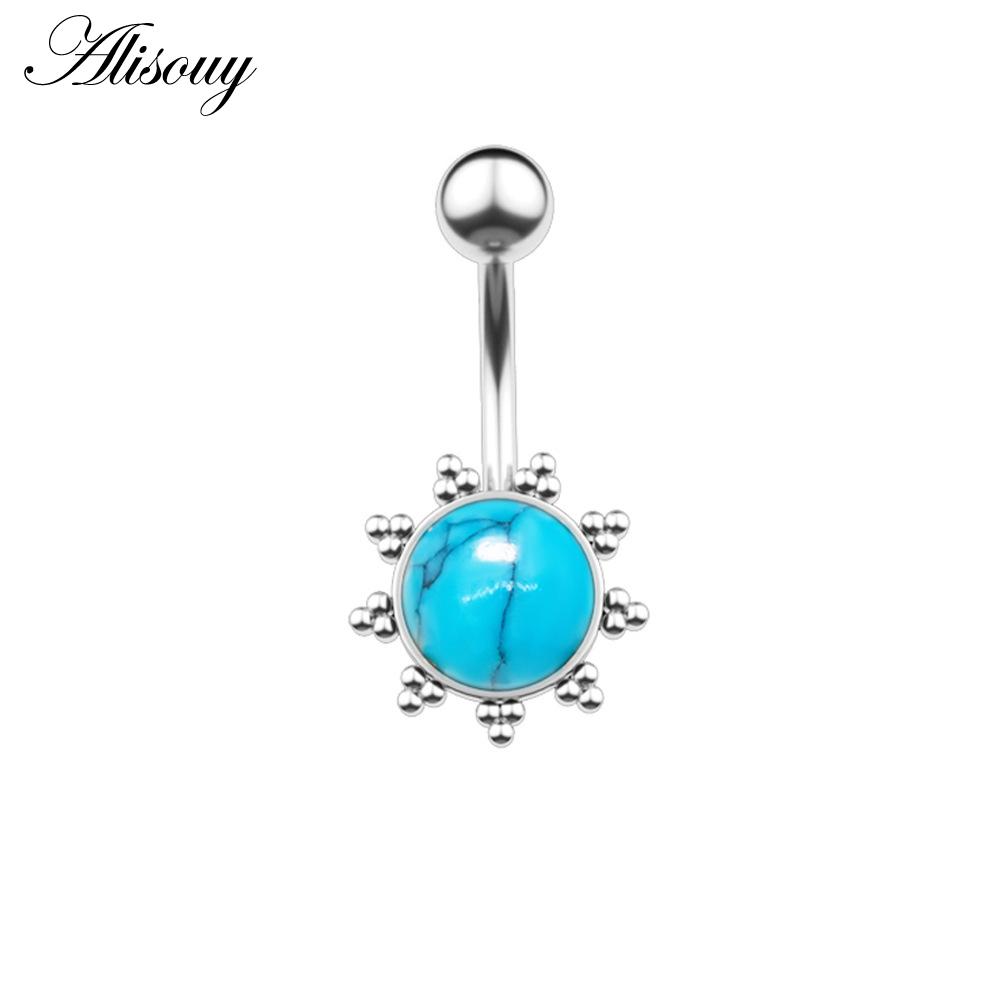Alisouy 1pc Surgical Steel Crystal Zircon Star Butterfly Moon Stones Dangle Button Navel Piercing Ring Belly Ring Body Jewelry
