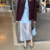 Talenza Summer See Through Skirt Women'S Fashion High Waist Slim Office Lady Streetwear Long Skirt  Female New Long Skirt