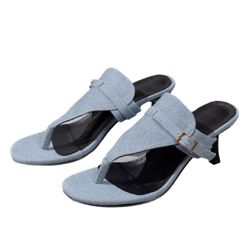 Fashion Summer Round Toe Lightweight High Heel Open Toe Women Slippers New Fashion Elegant Casual Hollow flip flops Women stiletto pumps
