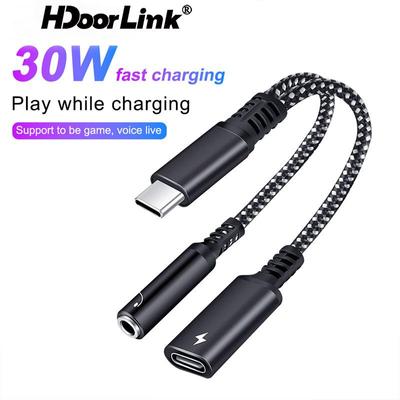 Adaptateur 2 en 1 USB C vers prise casque 3,5 mm HdooLink Adaptateur auxiliaire audio de charge de type C pour iPad Pro Samsung S20 Ultra Note 20 10 Huawei