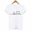Hochwertiges Sommer Damen Rundhals T-Shirt mit Print und modischem Herzschlag-Design