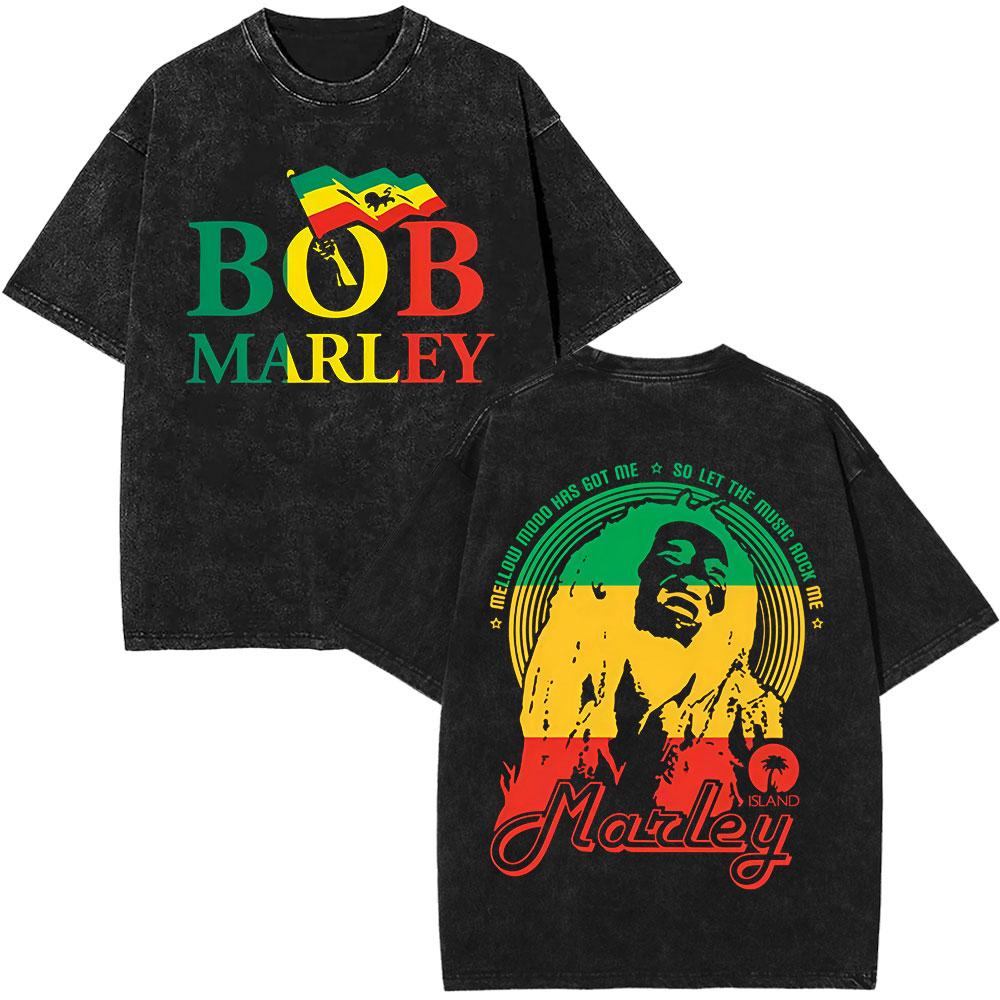 Bob Marley Legend Portrait Face Washed T Shirt Reggae Music Men Women Vintage Hip Hop Tshirt Cotton Casual Short Sleeve Tshirts