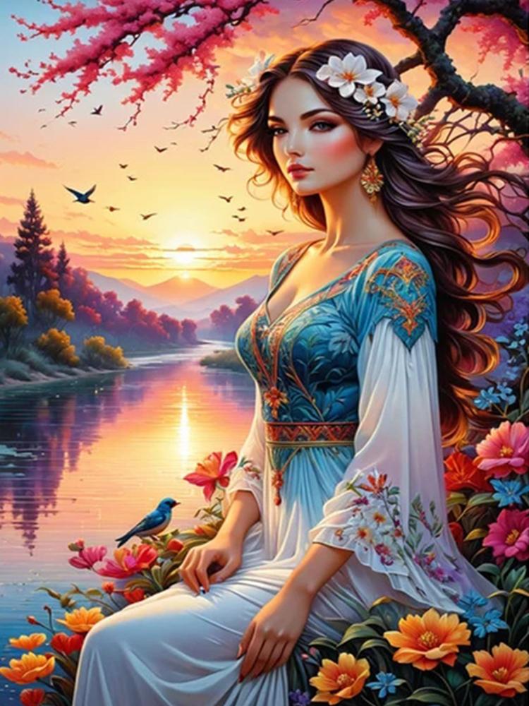 Beautiful Woman 5D Diamond Painting Sales Full Square Round Diy Jewelry Embroidery CrossStitch Embroidery Portrait Home Art