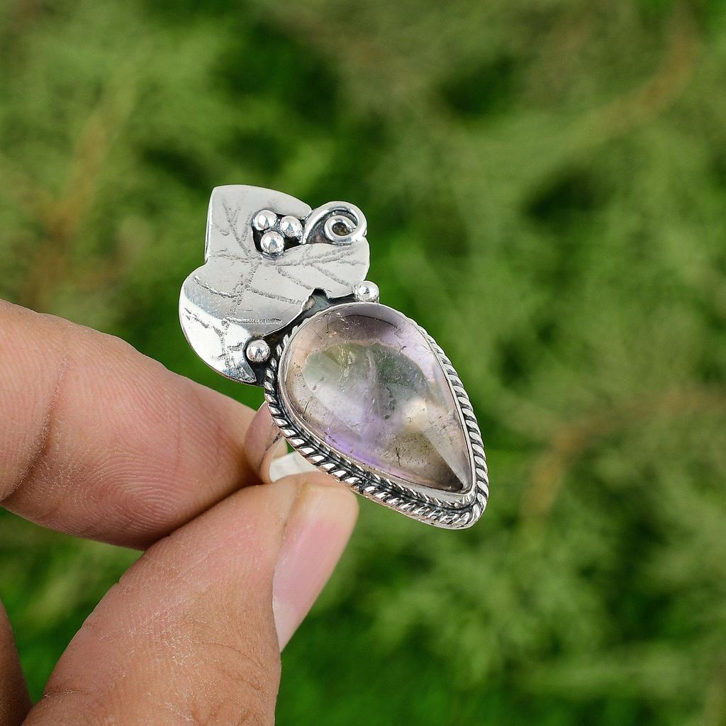 Gift For Women Multi Stone Ring Size 8.25 925 Silver Natural Ametrine Gemstone